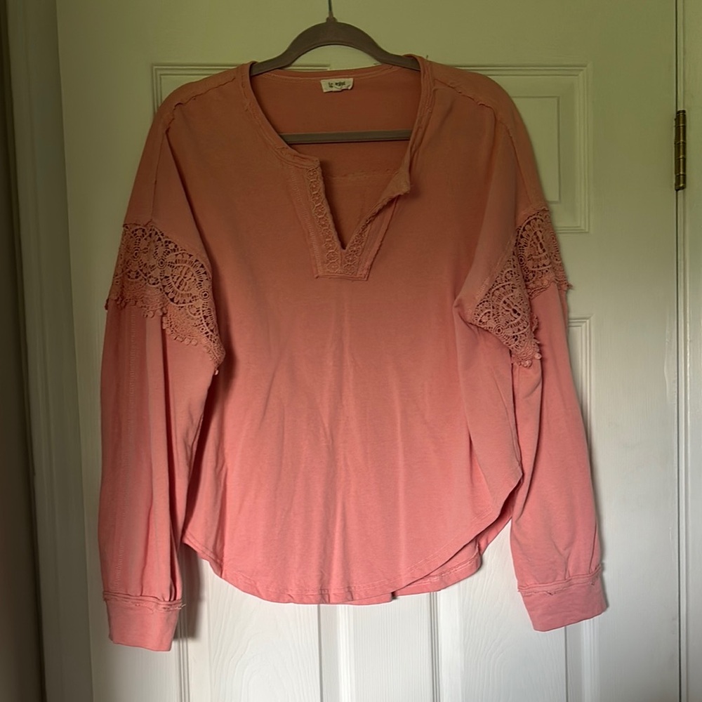 LA MIEL Pink Embellished Long Sleeve Blouse